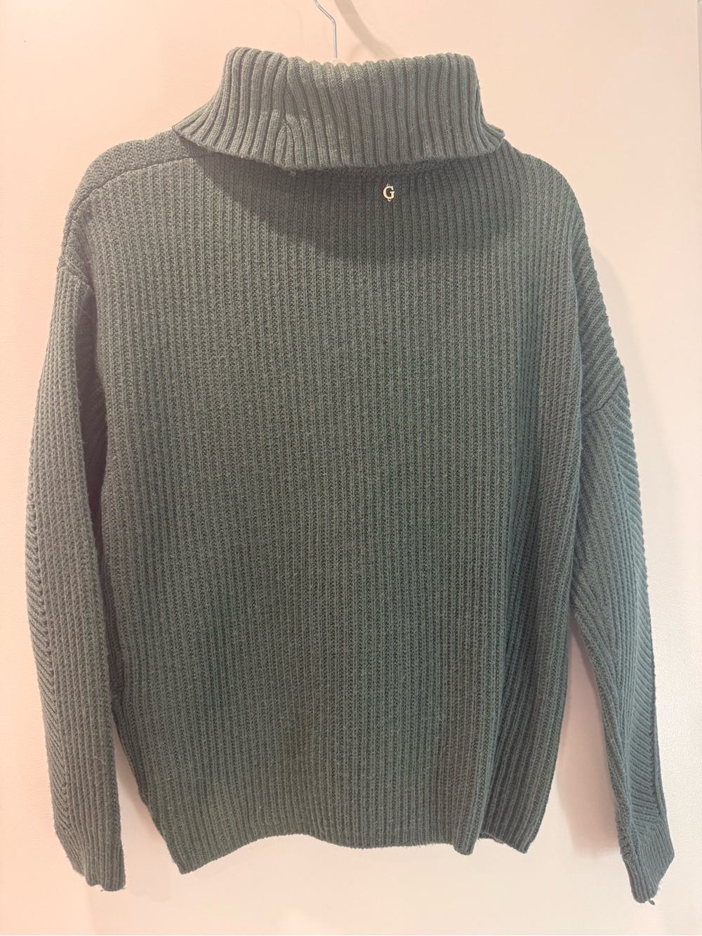 Guess Cable-Knit Turtleneck Sweater in Sage Green - Picture 2 of 5
